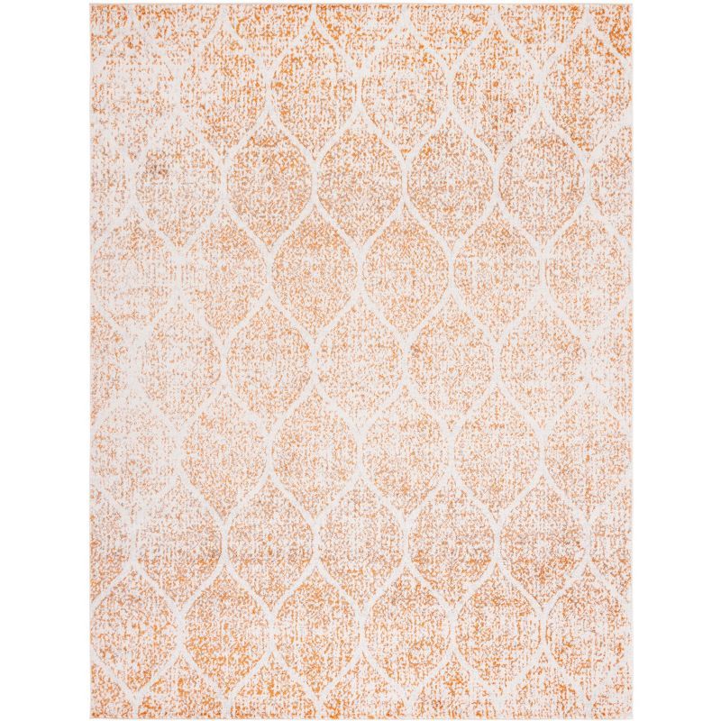 Ivory and Orange 8' x 10' Stain-Resistant Synthetic Rug