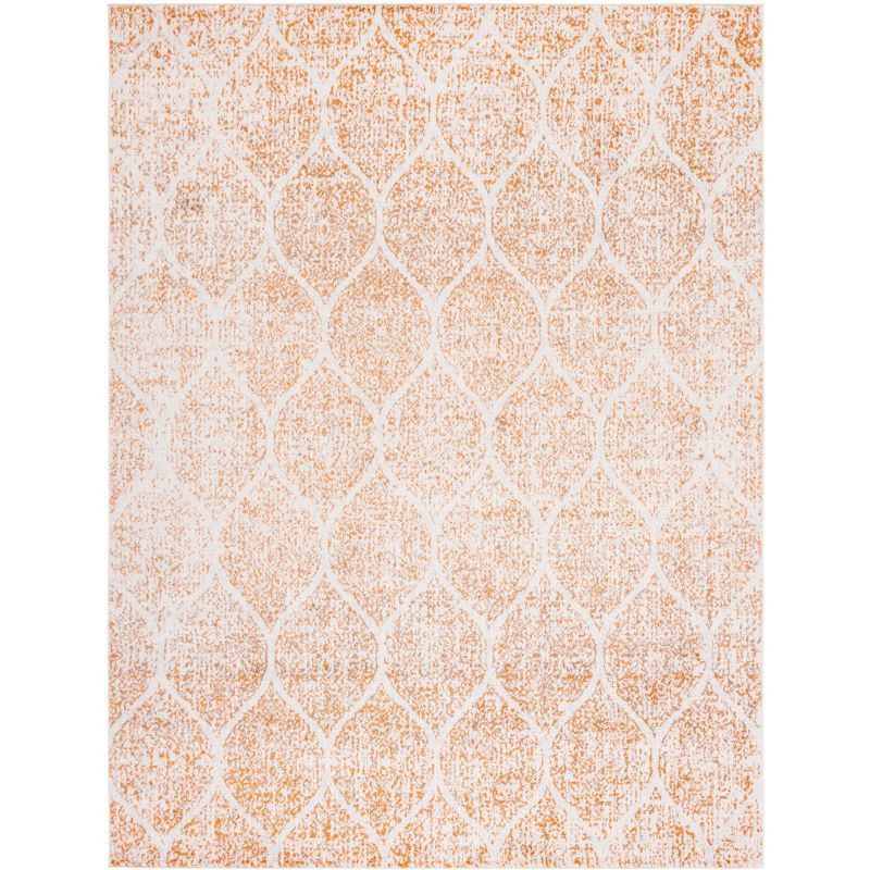 Ivory and Orange 8' x 10' Stain-Resistant Synthetic Rug