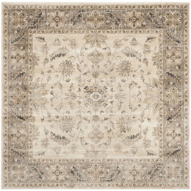 Stone and Mouse 6' Square Vintage Wool Area Rug