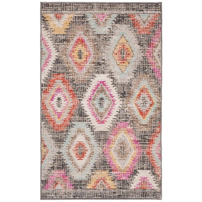 Gray Multi 3' x 5' Reversible Synthetic Area Rug