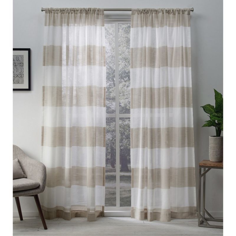 Darma Sheer Linen Rod Pocket Curtain Panels, 50x84, Set of 2