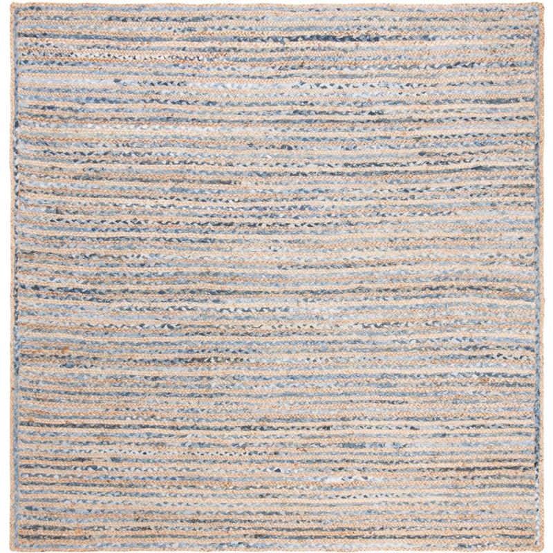 Cape Cod 6' Square Natural Blue Handmade Jute Rug