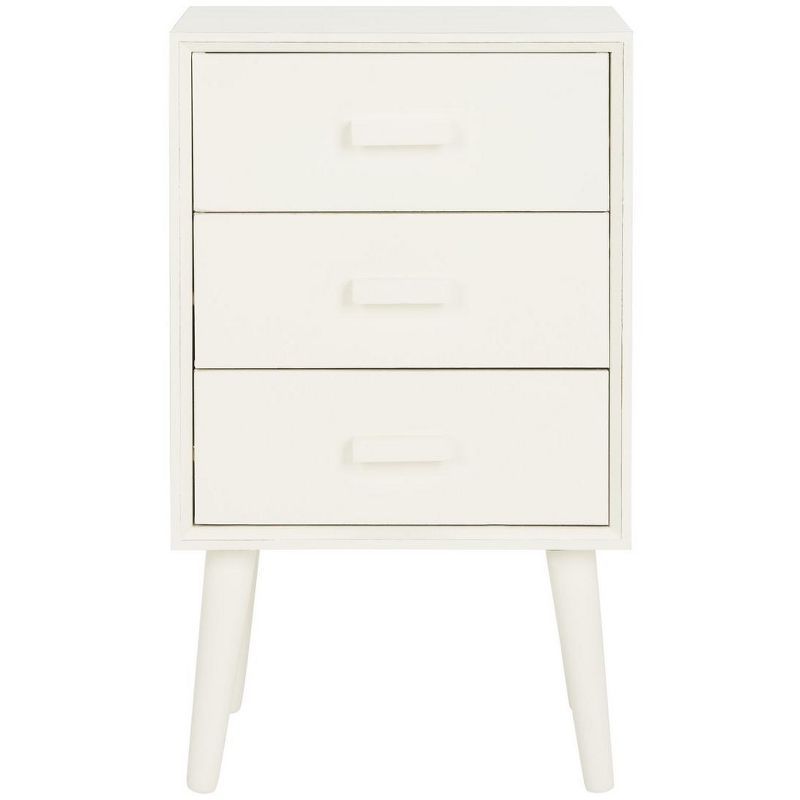 Pomona Antique White Mid-Century 3-Drawer Transitional Accent Table