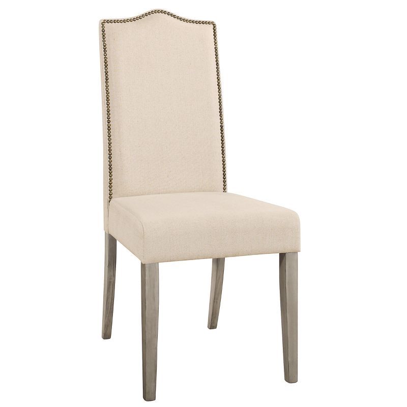 High Back Weathered Gray Linen Parsons Side Chair