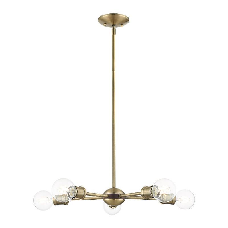 Mini Lansdale Antique Brass 5-Light Crystal Chandelier