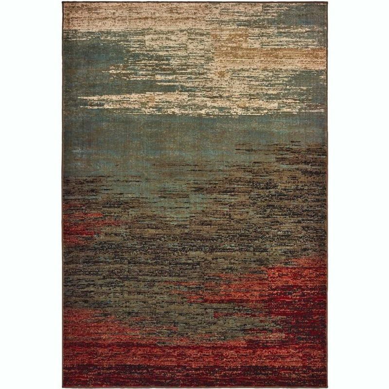 Laurel Blue and Brown Abstract Synthetic Area Rug 5'3" x 7'