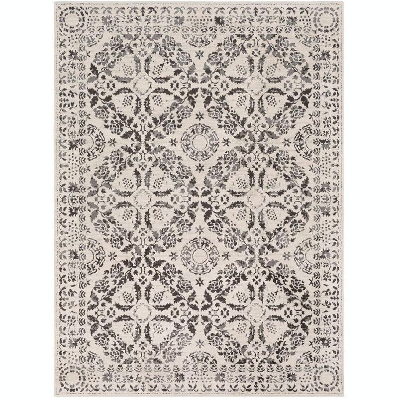 Simon Gray and Taupe Wool Blend Traditional Area Rug 5'3" x 7'3"