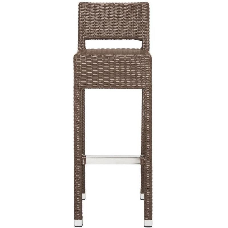 Landry Brown Rattan and Aluminum Bar Stool