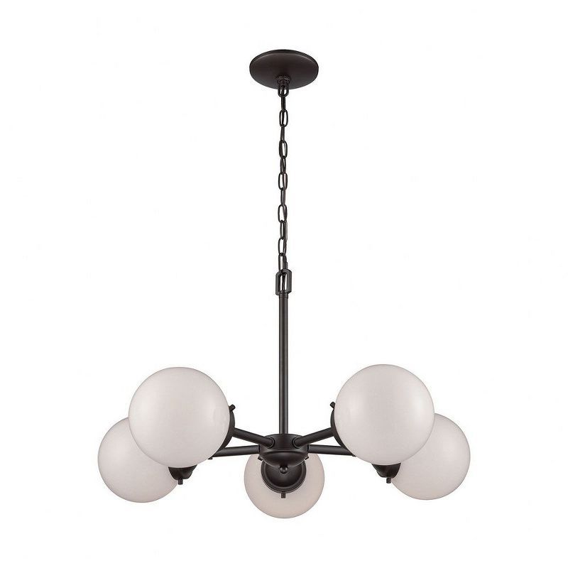 Beckett Oil Rubbed Bronze 5-Light Chandelier with Frosted Glass Shades