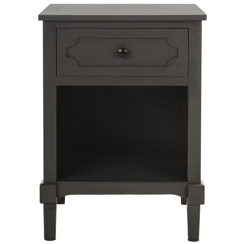 Transitional Gray Pine Wood Storage Side Table with Drawer