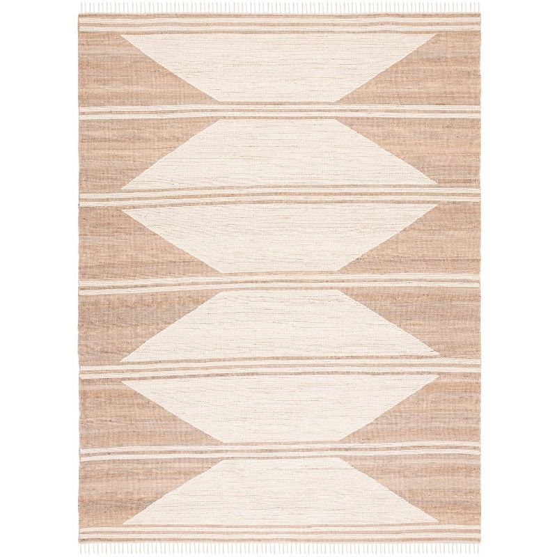 Ivory and Natural Wool Flat Woven Handmade 8' x 10' Area Rug