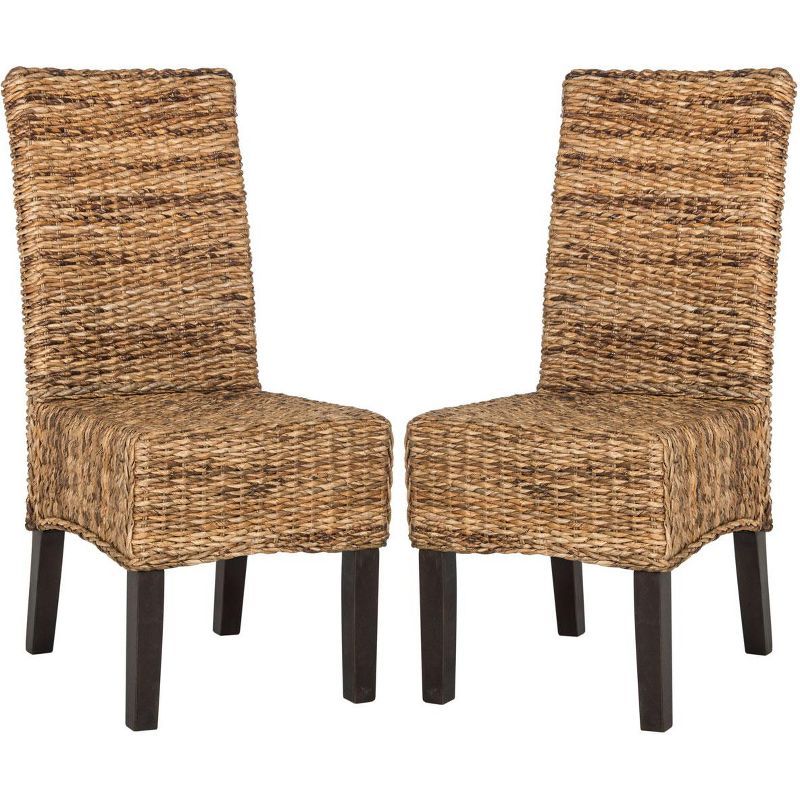 Transitional Woven Cane Side Chair in Natural Brown