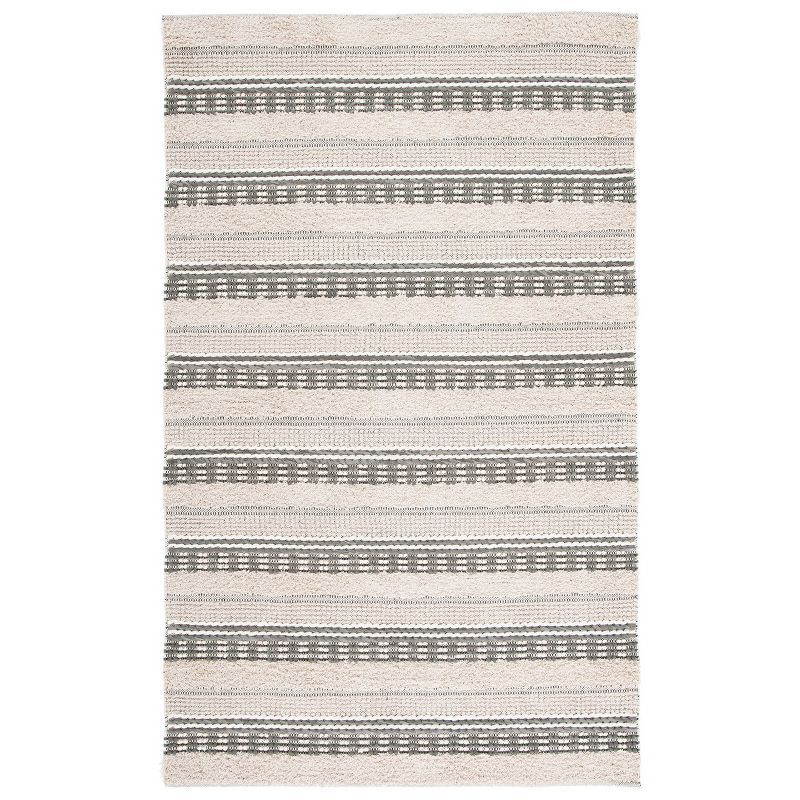 Gray and Beige Handwoven Wool Cotton 8' x 10' Area Rug