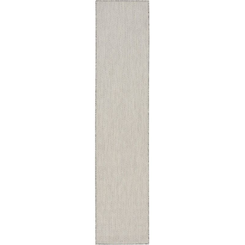 Courtyard Ivory Silver Geometric Flat Woven Indoor/Outdoor Rug