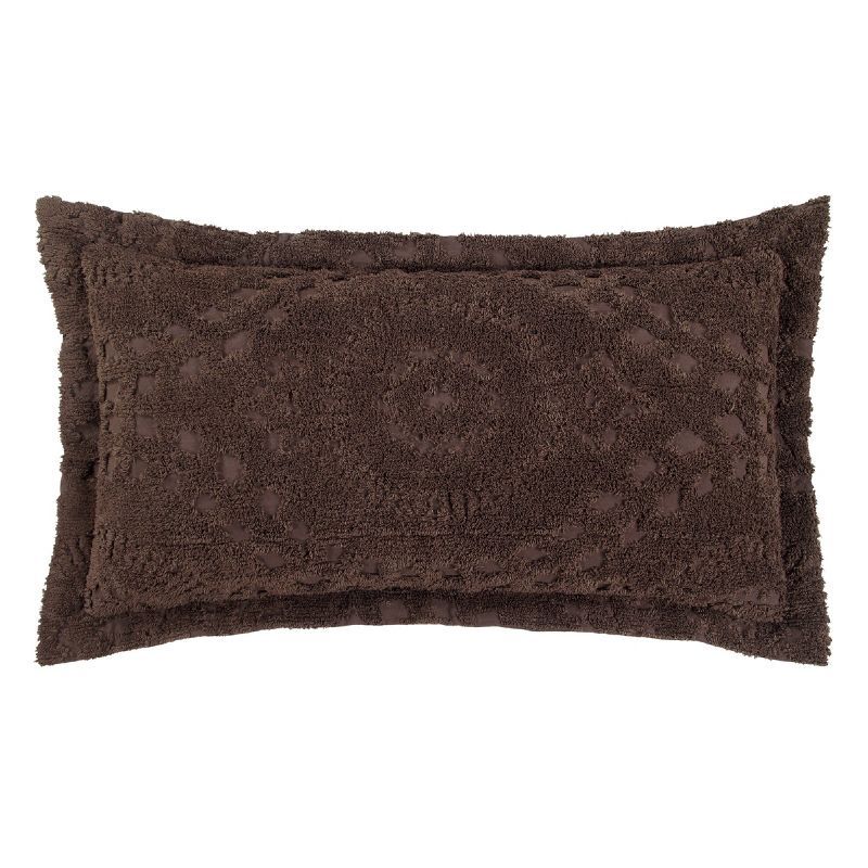 King Size Chocolate Cotton Chenille Tufted Pillow Sham