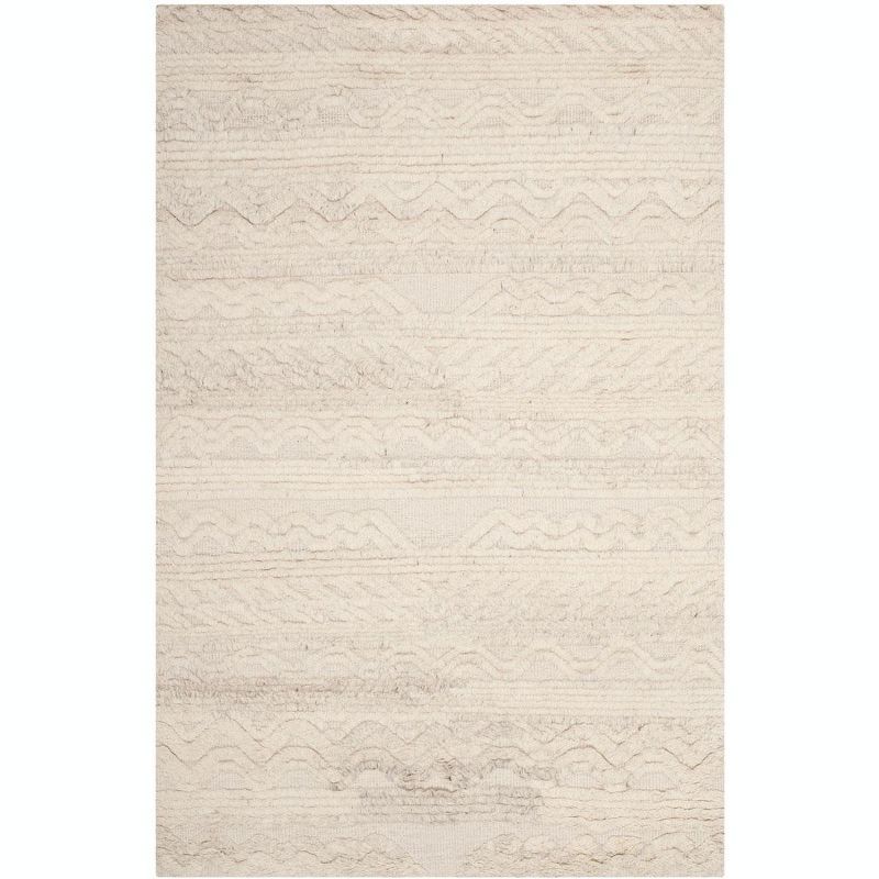 Handmade Ivory Wool 9' x 12' Rectangular Area Rug