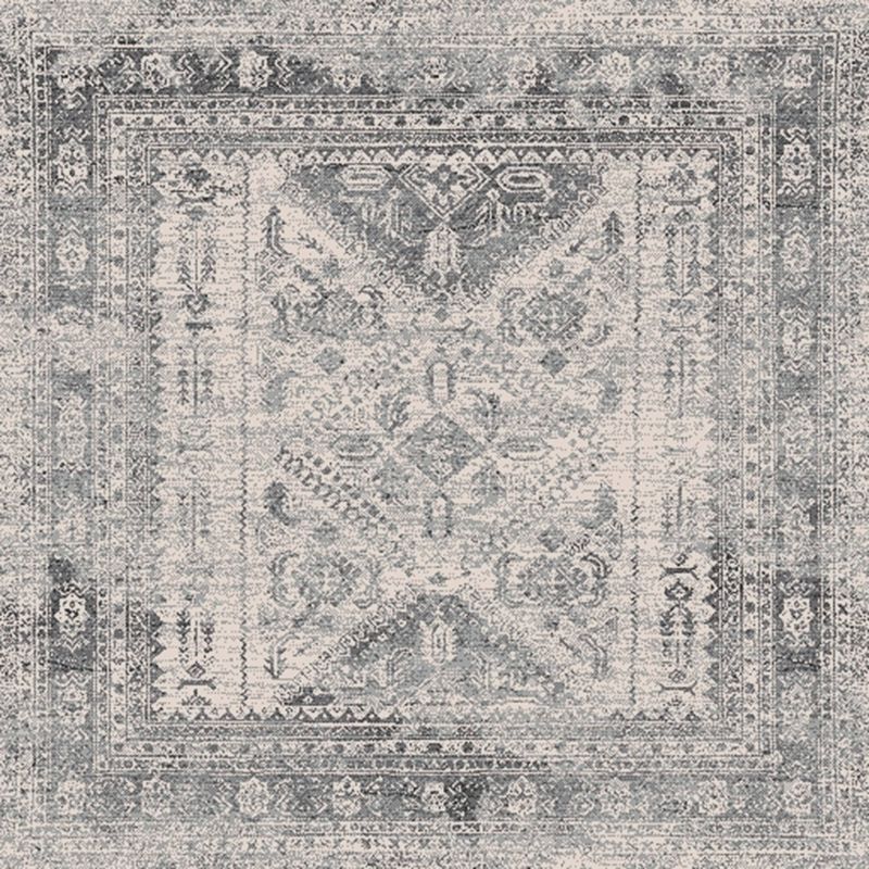 Charcoal Gray Square Synthetic Oriental Area Rug