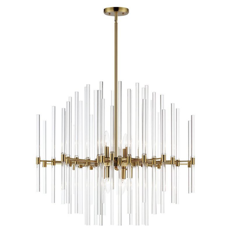 Divine 8-Light Heritage Brass and Clear Glass Chandelier