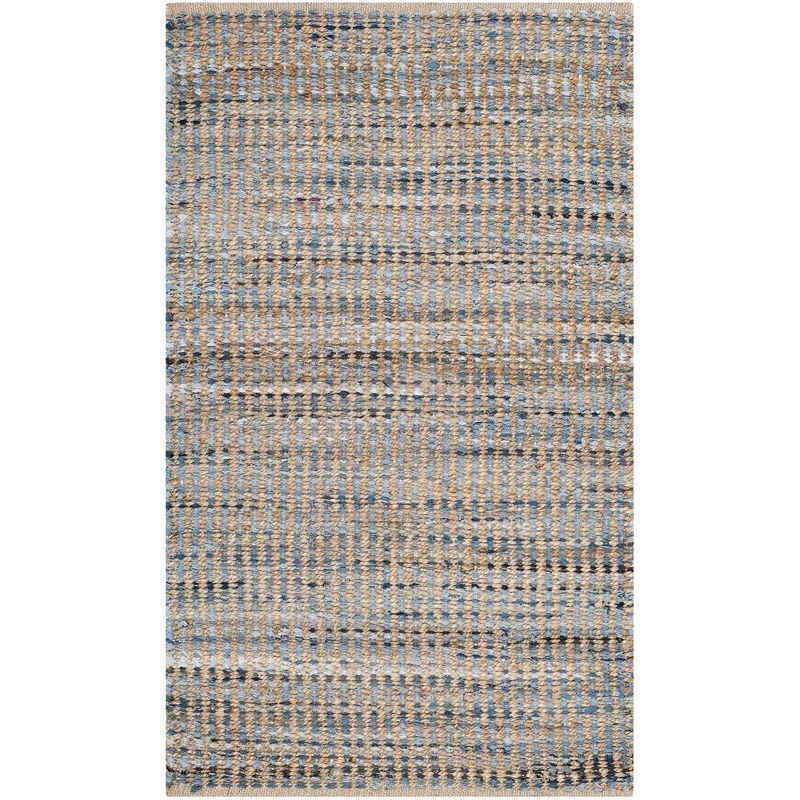 Cape Cod Blue and Natural Handmade Flat Woven Jute Rug 4' x 6'