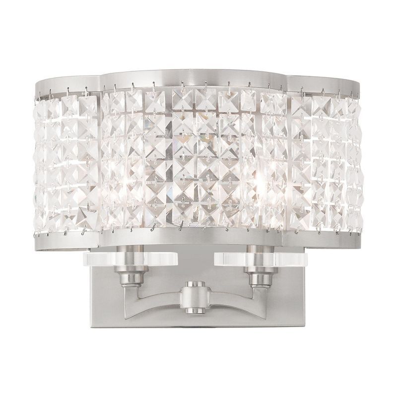 Elegant Brushed Nickel 2-Light Sconce with Crystal Shade