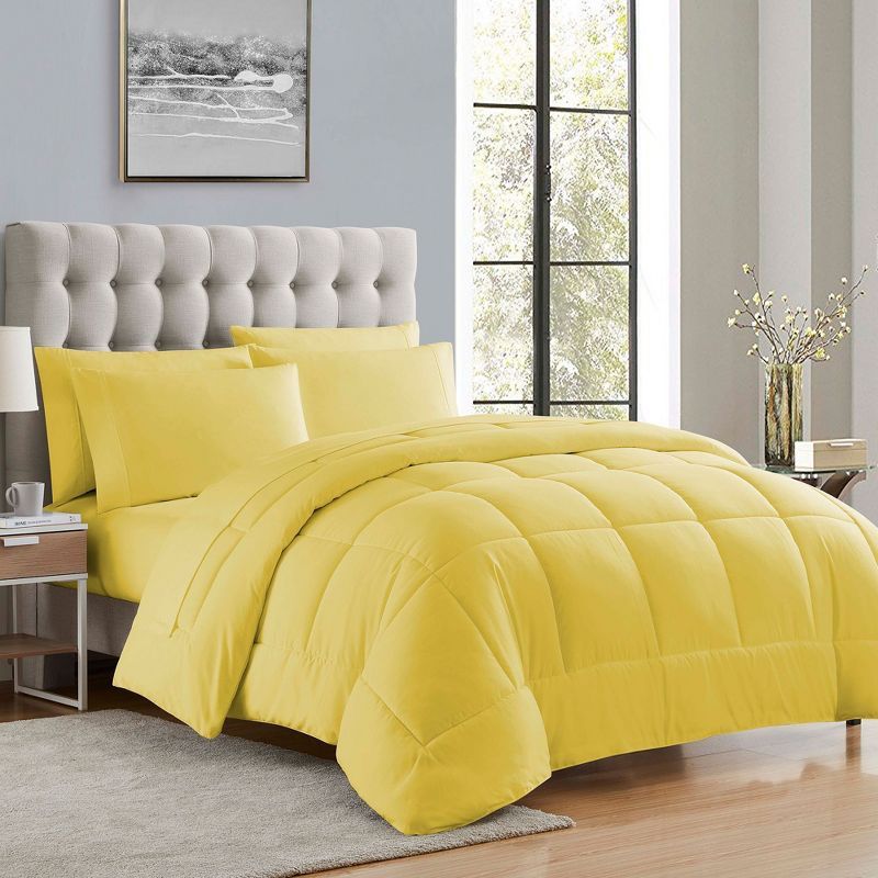 Twin XL Yellow Down Alternative Microfiber Bed in a Bag Set