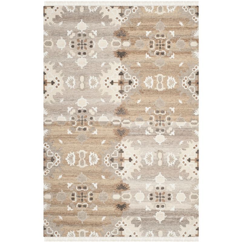 Elegant Gray Nomadic 6' x 9' Wool & Viscose Hand-Woven Area Rug