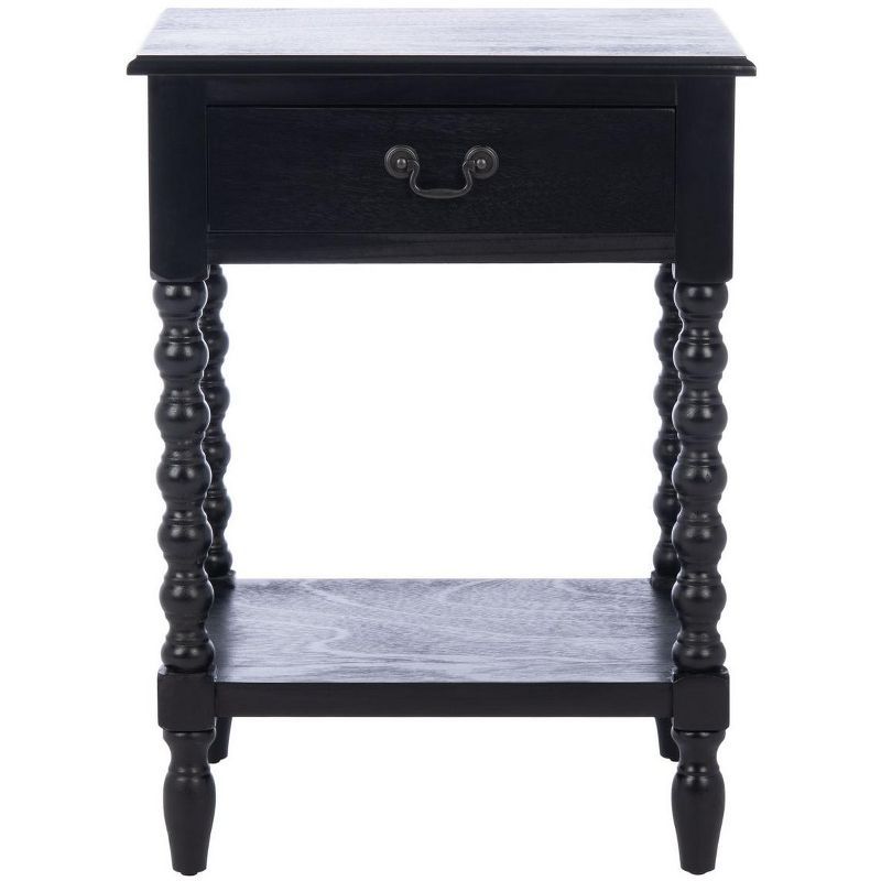 Athena Black Wood and Metal Accent Table with Storage