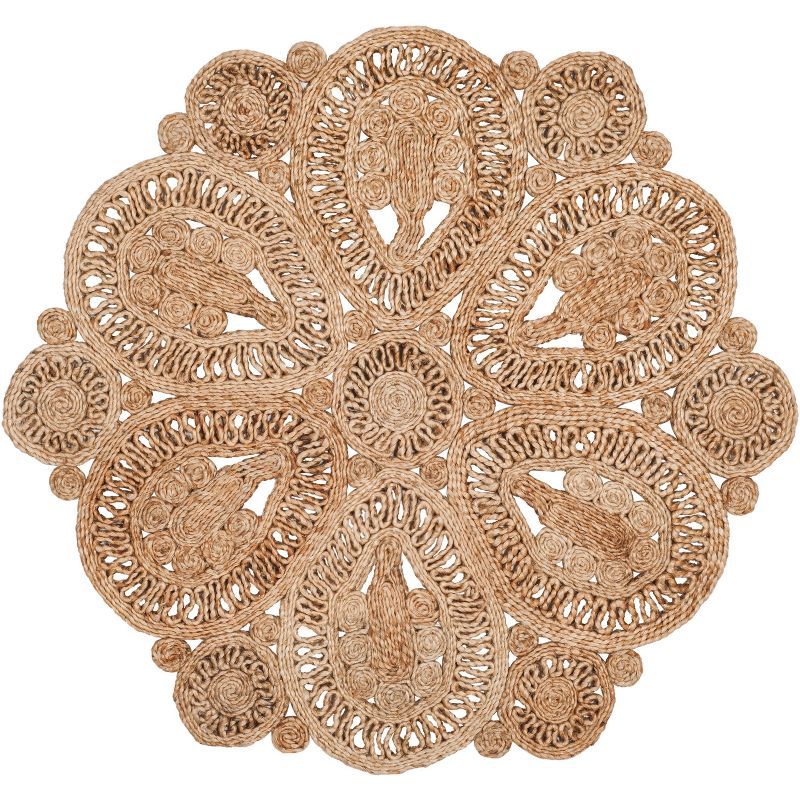 Handmade Natural Jute Round Area Rug, 3' Diameter