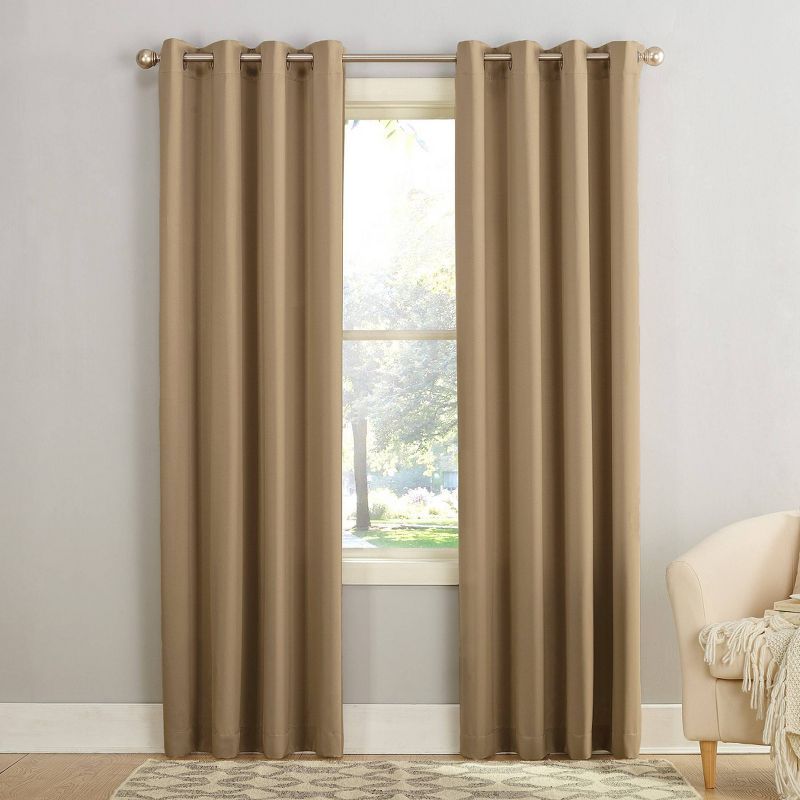 Taupe Faux Silk Room-Darkening Grommet Curtain Panel 54" x 84"