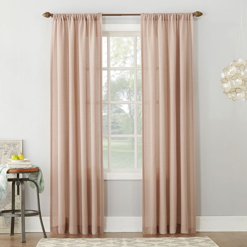 Blush Linen Blend Light Filtering Rod Pocket Curtain Panel