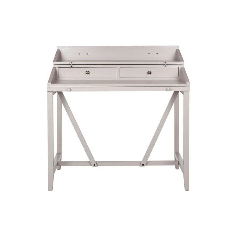 Transitional Wyatt 40" Writing Desk with Hutch and Drawers in Quartz Grey