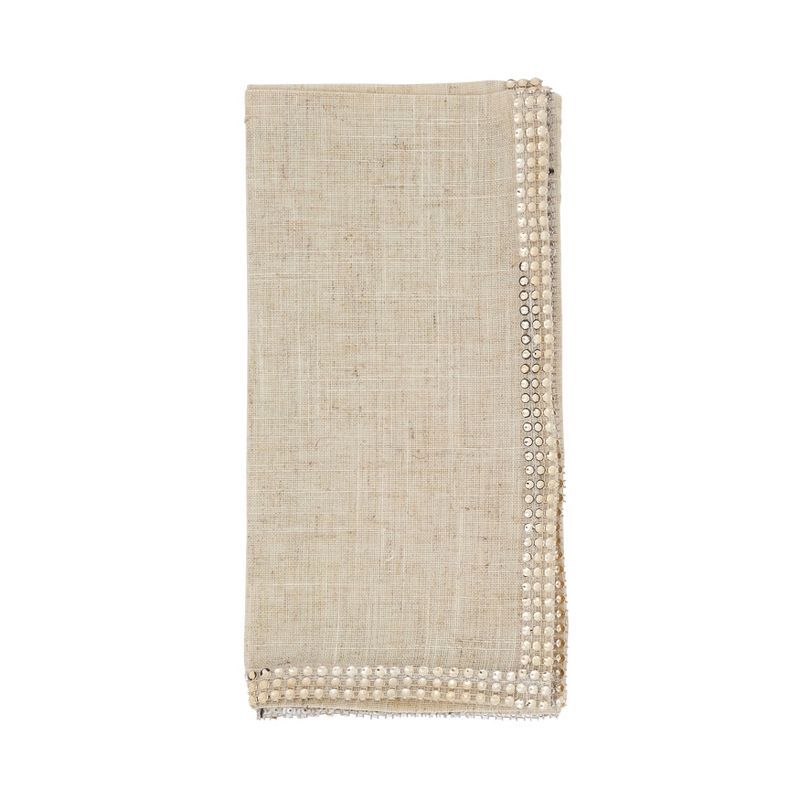 Champagne Linen Blend Studded Table Napkins Set of 4