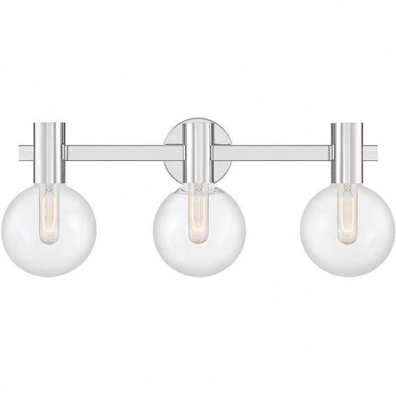 Wright 3-Light Chrome Vanity Light with Clear Glass Shades