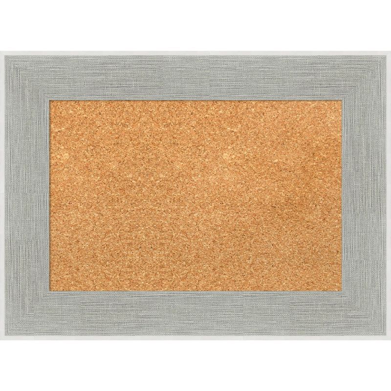 Glam Linen Grey Framed Natural Corkboard 23" x 17"