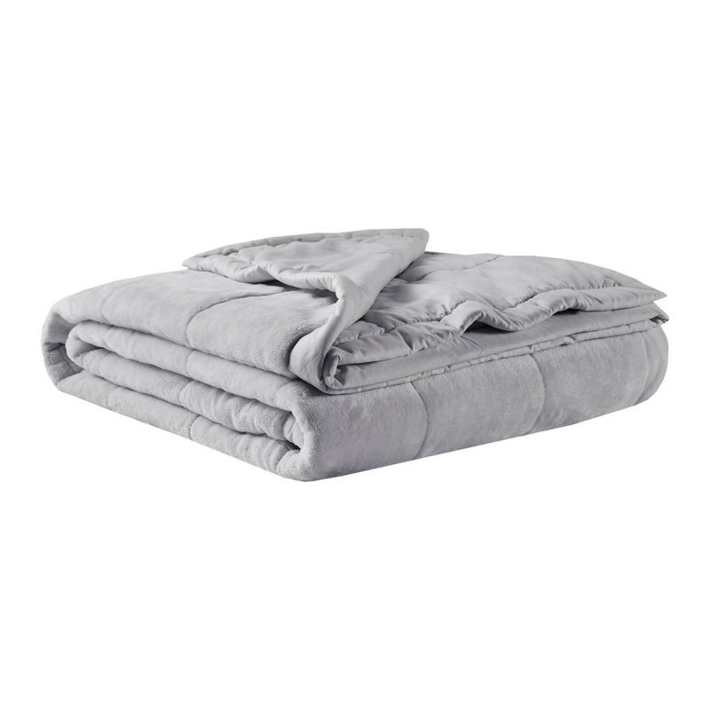 Grey Reversible Plush to Microfiber Full Blanket