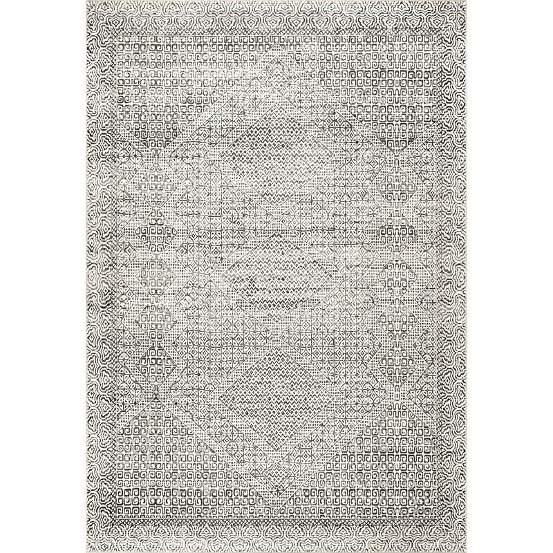 Sleek Gray Synthetic 14''x8'' Easy-Care Area Rug