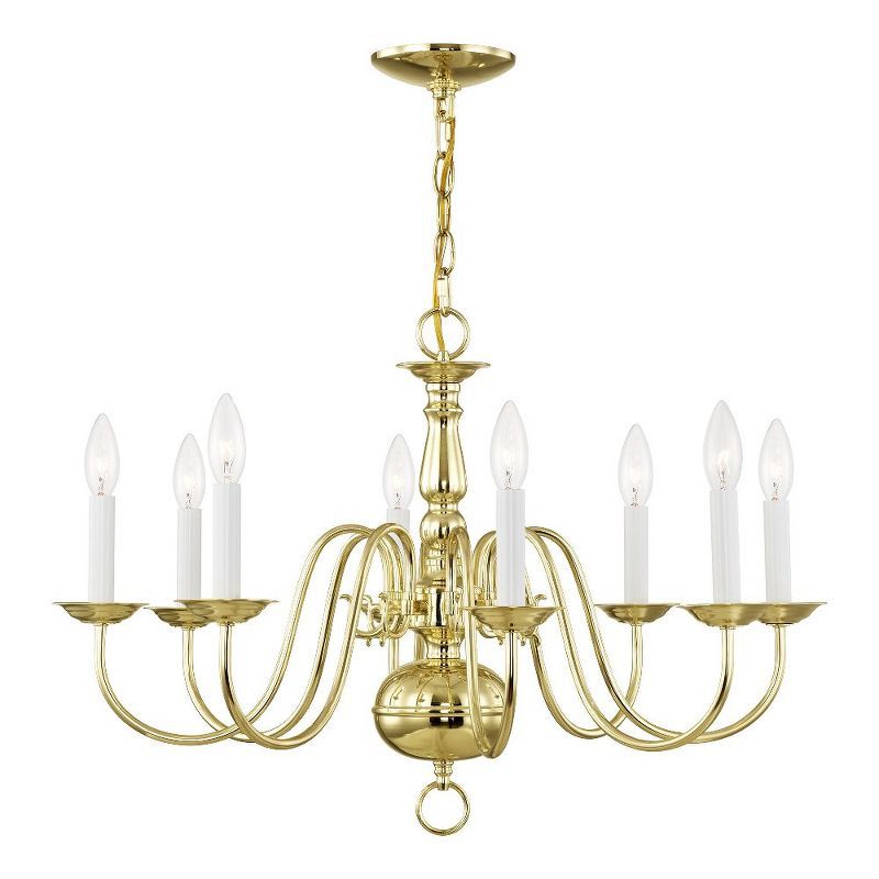 Colonial Elegance 8-Light Polished Brass Chandelier