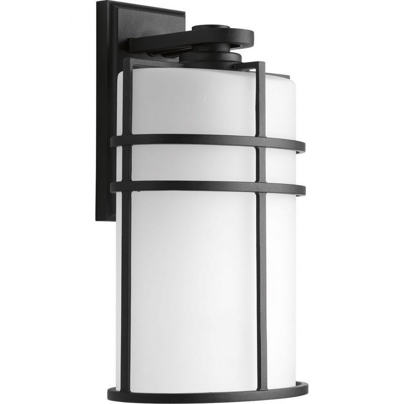 Black Aluminum Dimmable Outdoor Wall Sconce with Etched Glass