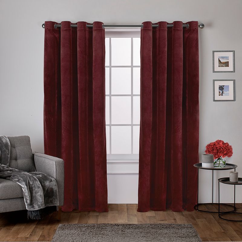 Luxurious Burgundy Velvet Light-Filtering 54"x96" Curtain Pair