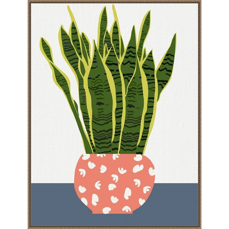 Botanic-Inspired Framed Canvas Wall Art with Beaded Perimeter