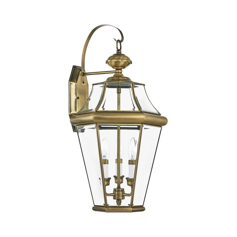 Antique Brass 24" Outdoor Wall Lantern with Clear Glass