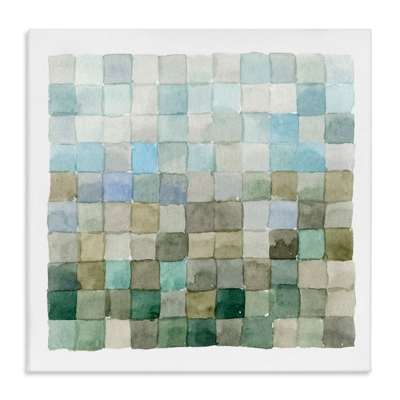 Modern Watercolor Checkered Shapes Canvas Wall Art, 24 x 24