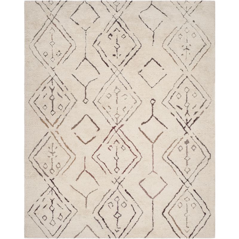 Ivory Elegance 8' x 10' Hand-Tufted Wool Shag Area Rug
