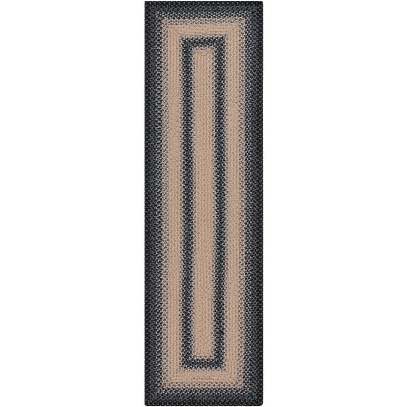 Black and Gray Braided Reversible Runner Rug