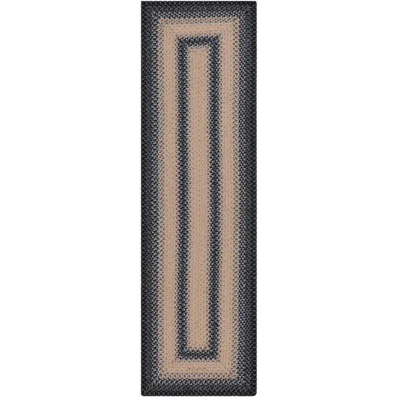 Black and Gray Braided Reversible Runner Rug