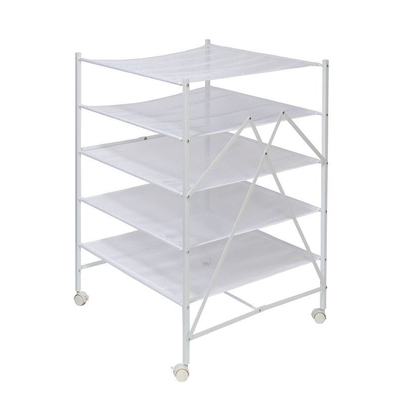 White 5-Tier Steel Rolling Laundry Drying Rack