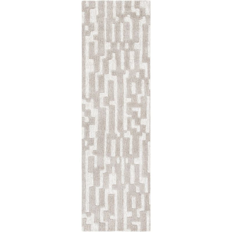 Gray and Beige Hand-Tufted Wool Runner Rug