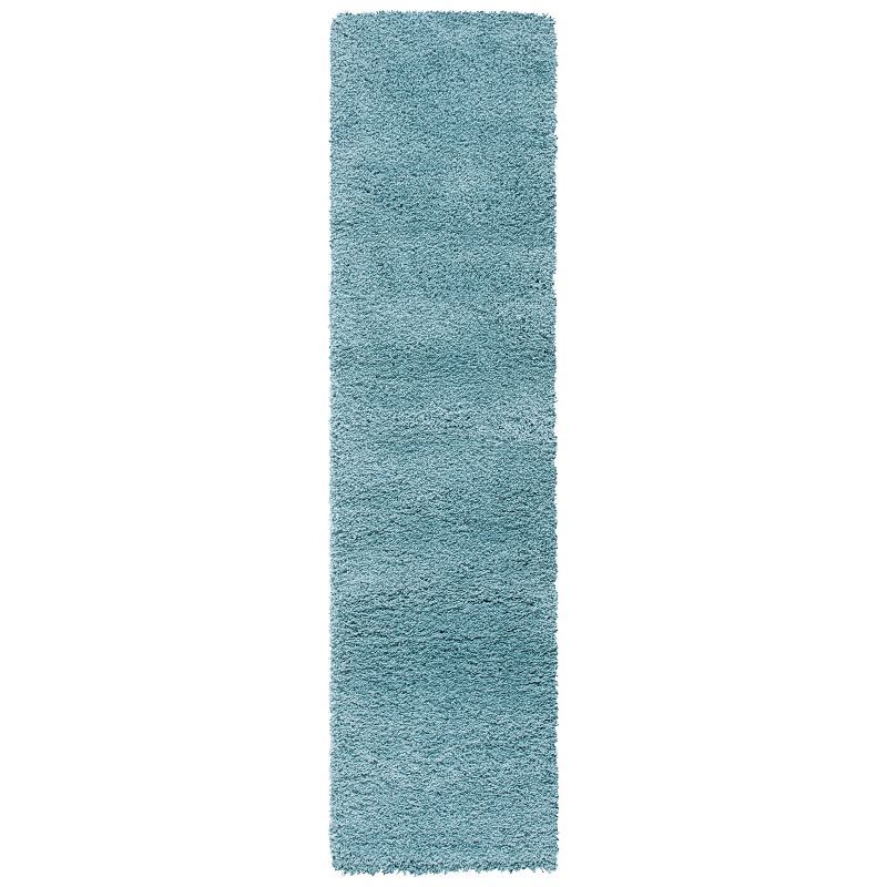 Light Blue Tufted Handmade Shag Runner Rug