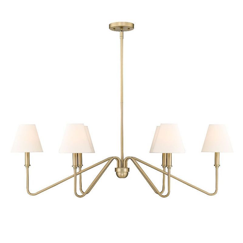 Brushed Champagne Bronze 6-Light Linear Pendant with Ivory Shades