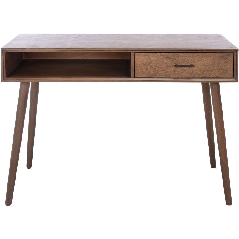 Remy Brown Mid-Century Wood Writing Desk with Drawer